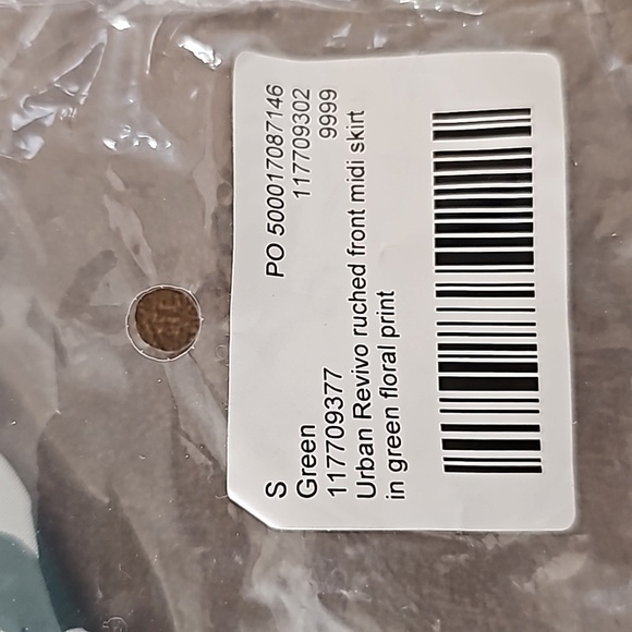 NWT ASOS Urban Revivo Ruched Front Green Floral Midi Skirt Size Small - Picture 5 of 7